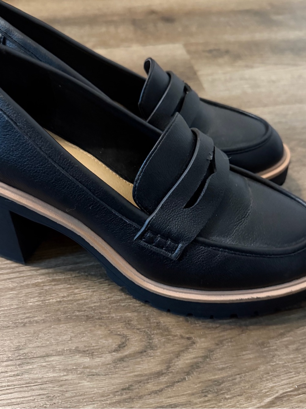 Dolce Vita Black Leather Loafers with Tan Accent